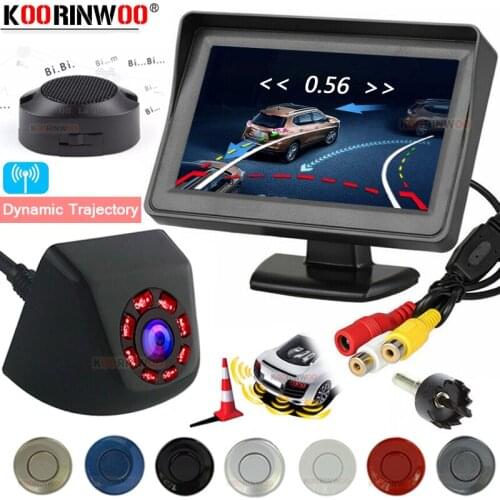 Koorinwoo Video Smart System LCD Screen HD 800P Wireless Car Parking Sensor Buzzer Car Rear view Camera Wide Angel IR Parktronic