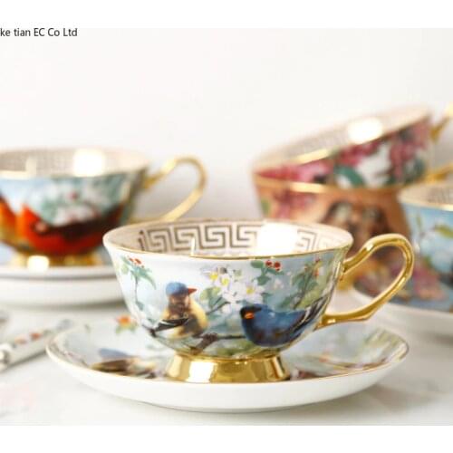 Creative Vintage Phnom Penh Coffee Cup Pastoral Ceramics Afternoon Tea Red Tea Cup European bone china coffee cup and saucer