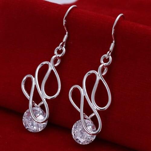 Fashion jewelry Earring For Women, Plated Earrings Twisted Stone Earrings E202 /UCFXWKIO CEQVINXX silver color