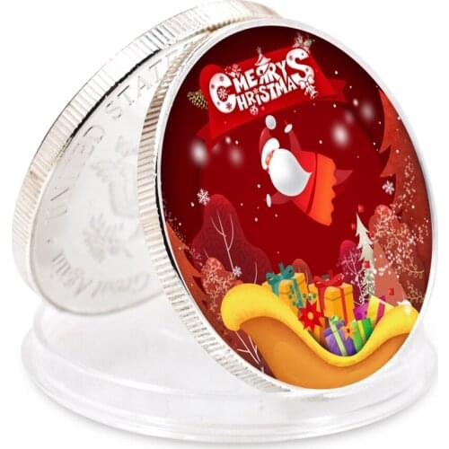 Merry Christmas Souvenir Gifts Silver Plated Coin for Kids Fun Item 40cm Metal Coin Art Ornament