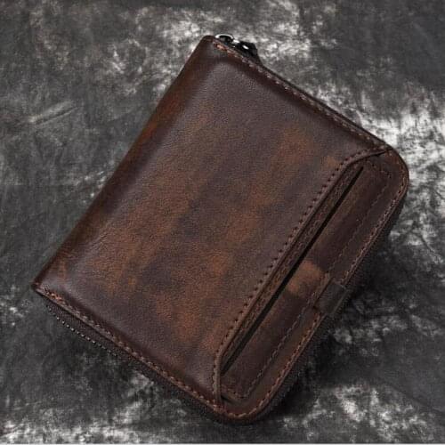Genuine Leather Men Short Wallet High Quality Wallets Vintage Pocket ID/Credit Card Holder Short Designer Mini Purse New