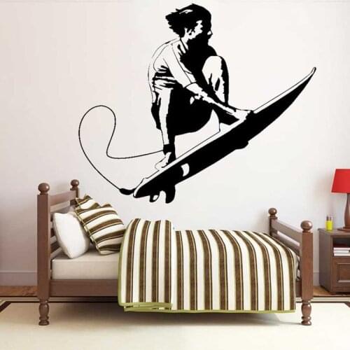 Surfboard Wall Sticker Surfing Extreme Sports Ocean Holiday House Teen Room Windows Door Home Decor Vinyl Decal Gifts for Kids