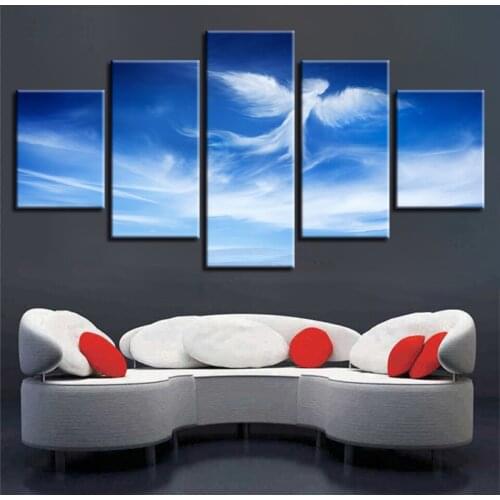 5 Pieces Wall Pictures HD Printed Decoration Modern Blue Sky Angel Cloud Shape Scenery Canvas Paintings Art Modular Poster Frame
