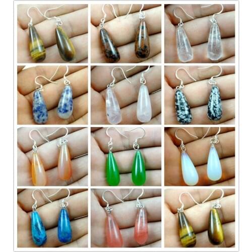 Natural stone tiger eye Turquoises Quartz Crystal Opal Water droplets earring pendant for diy Jewelry making earring Accessories