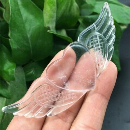 Natural Carved crystal heart white quartz wing lovely heart Healing 1pc