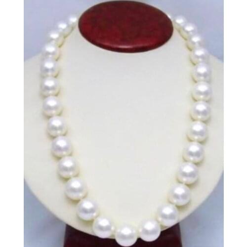 Charming Fashion Jewelry Hot! HUGE 18MM ROUND SOUTH SEA WHITE SHELL PEARL NECKLACE 18 INCH AAA shipping free