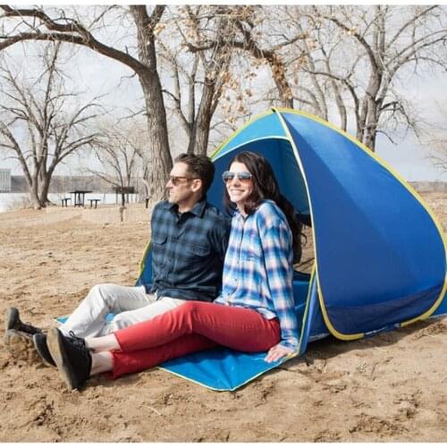 Indoor and Outdoor Beach Windproof and Waterproof Portable Quick-opening Camping Awning with Sandbag and Beach Blanket