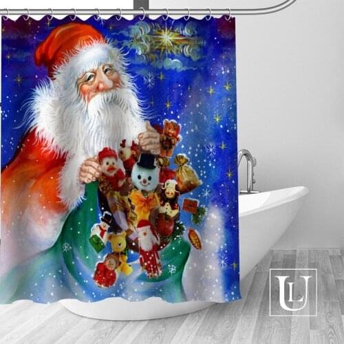 Merry Christm High-definition Picture Printing Shower curtain Made of Waterproof Polyester Fabric Enjoy Your Shower Time with it