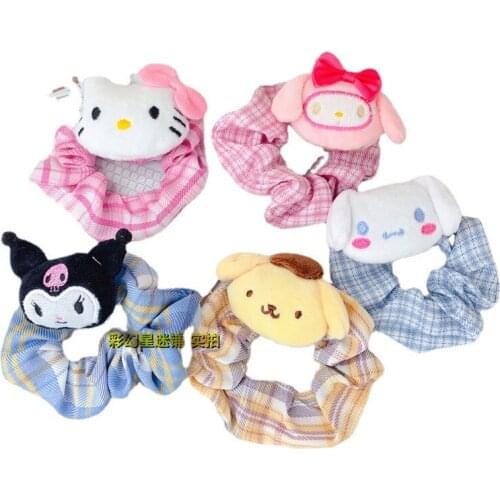 Cute plush ring hair ring girl hello kitty Kuromi hair accessories Korean headdress hair rope girl rubber band