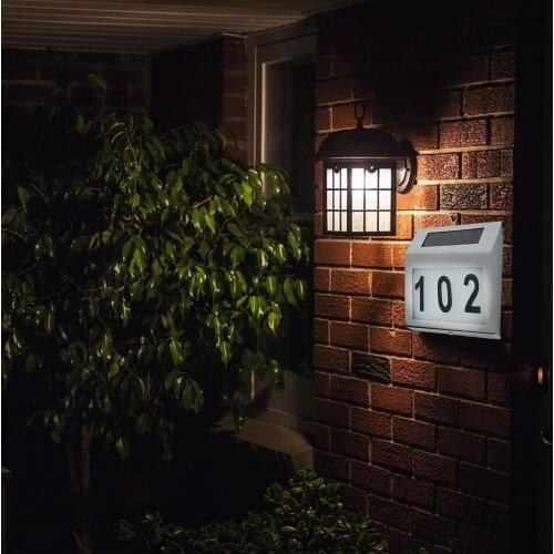 Solar 2led Stainless Steel Wall Hanging House Number Indicator Garden Wall Light Lampe Solaire Exterieur