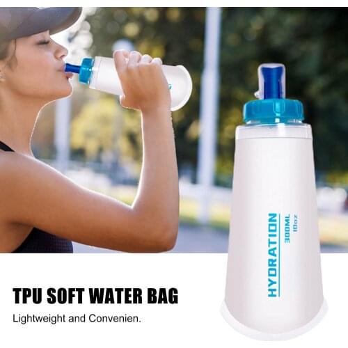 300ml/ 400ml TPU Soft Drink Water Bag Flask Folding Water Bottle For Outdoor Sport Camping Running Hydration Pack Waist Bag