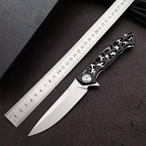 Outdoor Portable Blade + Steel Handle Tactical Camping Hunting Self Defense Fruit EDC Tool Pocket Folding Knifec