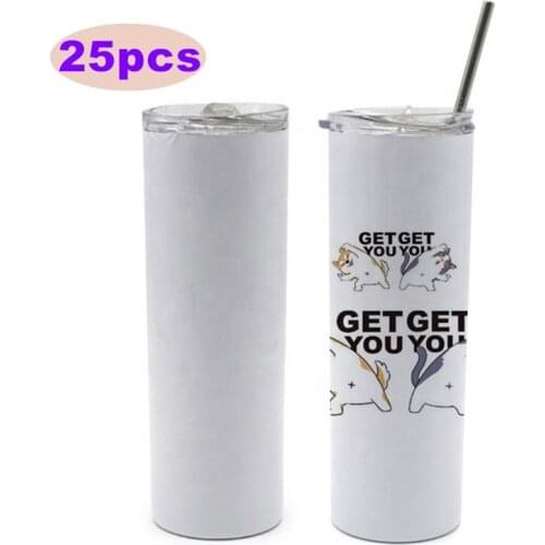 20oz Sublimation Blank White Skinny Tumbler Stainless Steel Insulated Water Bottle Double Wall Vacuum Travel Cup