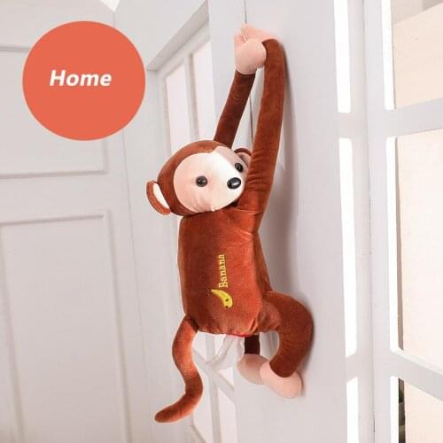 Hanging Car Tissue Box Monkey Paper Napkin Holder Cartoon Cute Animals Styles Funny Tissue Box Case For Home Office Car