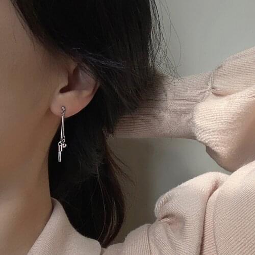 Drop Earrings For Women Round Beads Word Tassel Chain Korea Fashion Vintage Punk Hip Hop Girlfriend Female Gift Jewelry BOYULIGE