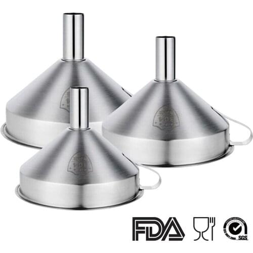 Stainless Steel Funnel Kitchen Oil Liquid Funnel Metal Funnel with Detachable Filter Wide Mouth Funnel for Canning Kitchen Tools