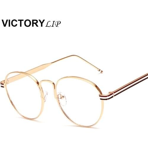 VictoryLip Fashion Sun Glasses Women Eyewear Vintage Round Clear Lens Frame Metal Legs High Quality Unisex Glasses Eyeglasses