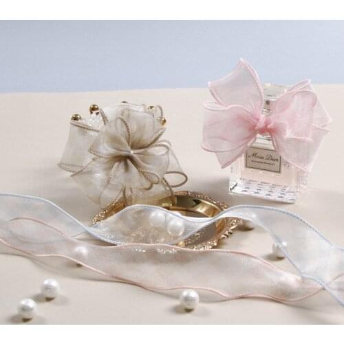 10 yards/lot colored plaid overlaid snow gauze ribbon DIY bow hair accessories material gift flower packaging ribbon