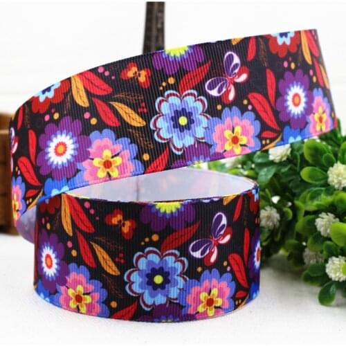 15101718 , 38MM Fashion Classic flowers Printed grosgrain ribbon, DIY handmadeHair accessories Material wedding gift wrap