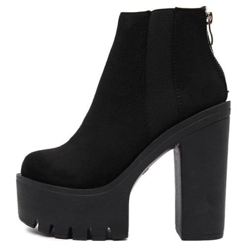 2020 Gothic Platform Shoes Women Gladiator Buckle Strap Ankle Boots Block Chunky Ultra Very High Heels Creeper