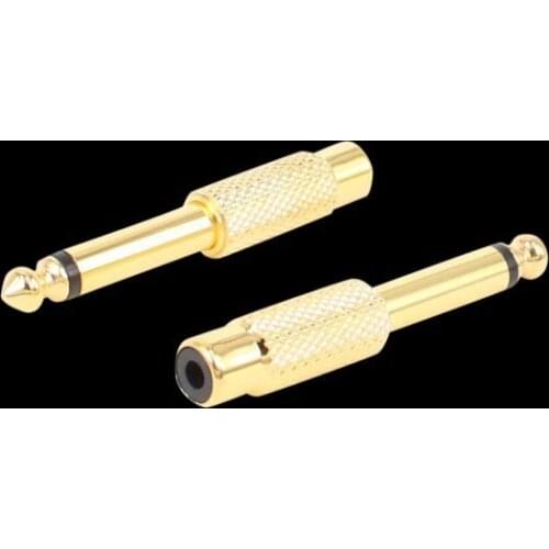 50pcs 6.35mm 6.5mm 6.35 mm 1/4" Male Mono Plug To RCA Female Jack Audio Adapter Connector TS Audio Converter Plug