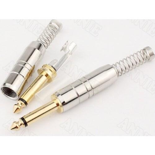 50pcs/lot Manufacturers Supply 6.35 Gold-plated Audio Plugs Waterproof Monaural Track Microphone Socket With Spring