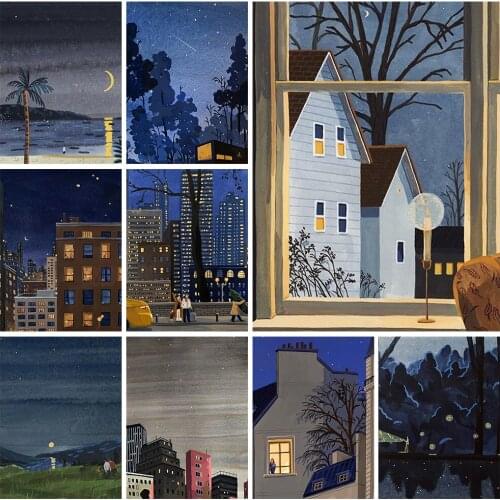 5D DIY Diamond Painting Hand-painted Night Scene Lighting Rhinestone Three-dimensional Home Decoration Art Can Be Customized