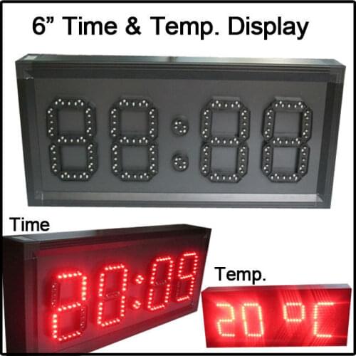 6" red color,led display for temperature,time,led clock,led module,7 segment of the modules, semi-outdoor LED SIGNS