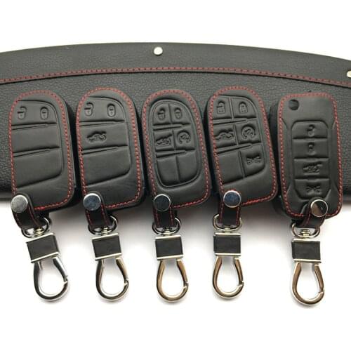 4 Buttons genuine leather car key cover For Fiat / For Jeep Renegade 2014 2015 Grand Cherokee Chrysler 300C Freemont Auto