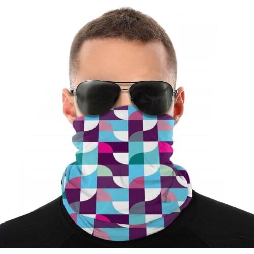 Geometric Blue Purple Magic Scarf Half Face Mask Men Women Fashion Tube Neck Bandanas Multi-functional Headwear Outdoor Hiking