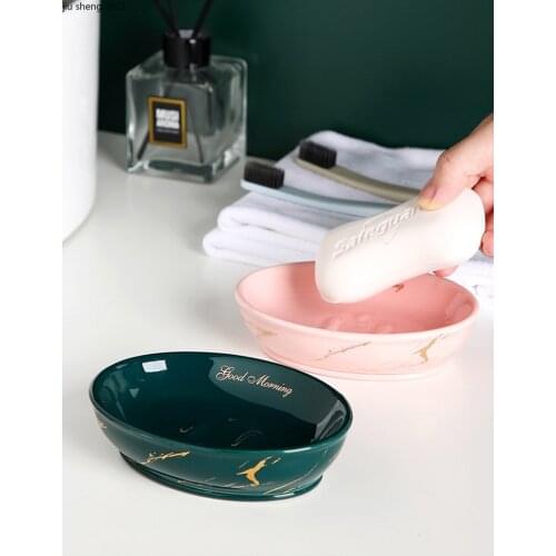 European-style Ceramic Marbled Soap Dish, Multi-color Soap Box with Holes for Draining, Bathroom Soap Dish, Bathroom Accessories