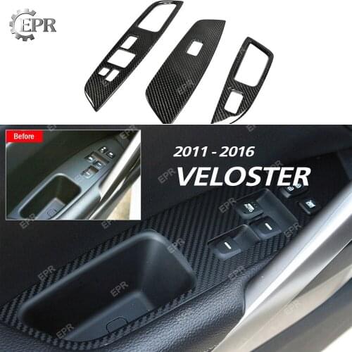 Carbon Interior For Hyundai Veloster Carbon Fiber Window Switch Cover Set LHD (Stick on Type) Trim Accessories For Veloster