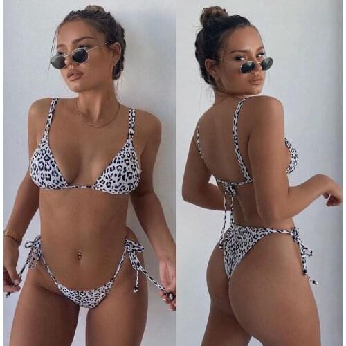 Autuspin Womens Bikinis Set Fashion Leopard Swimsuits Push Up Padded Swimwear Women Beach Bathing Suit Brazilian Thong Bikini