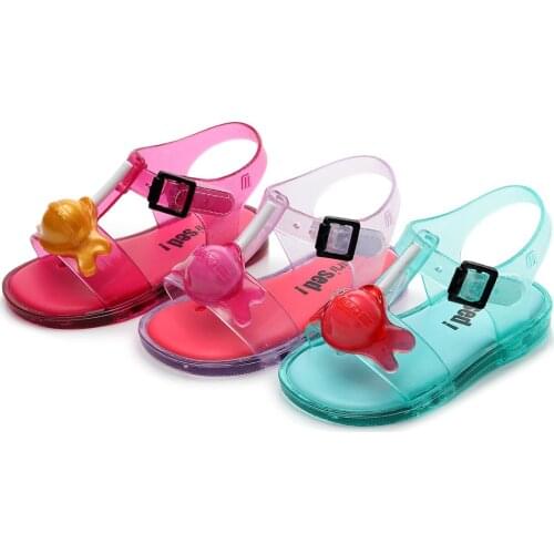 Mini Melissa Lollipop Girl Sandals New Original Girl Jelly shoes Kids Sandals Children Beach Non-slip Toddlder Candy SH19085
