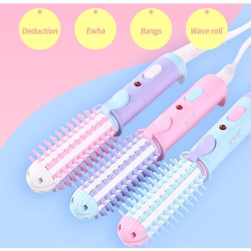 Mini Curling Iron 220V Electric Small Hair Straightening Curling Iron Set Cute Flat Irons Travel Hair Straightener Tools
