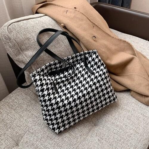 Fashion Woollen Commuter Shoulder Bag Women Underarm Tote Large Capacity Portable Street Top-handle Pouch School Handbag