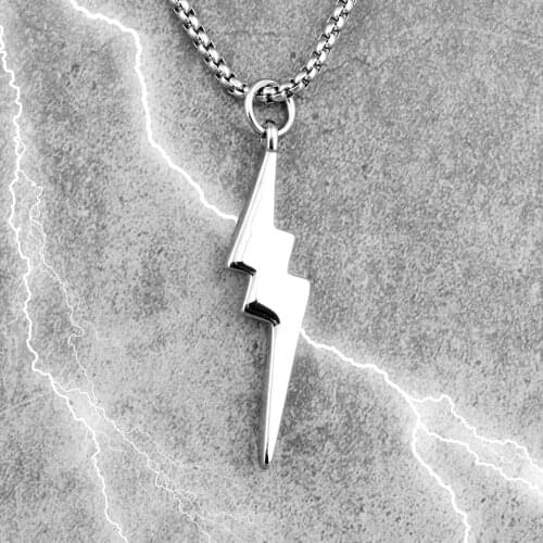 Lightning Thunder Long Men Necklaces Pendants Chain Punk for Boyfriend Male Stainless Steel Jewelry Creativity Gift Wholesale