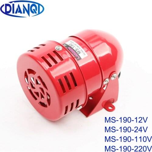 MS-190 12V 24VDC 110V 220VAC Automotive Air Raid Siren Horn motor Driven Alarm Red Universal Horn for Pickup