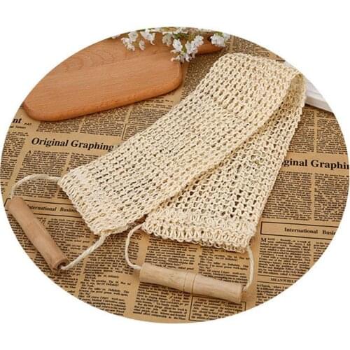 Natural sisal long strips with handles and towels, extended fiber cleaning bath massage sho with skin bath scrubber shower V5I4
