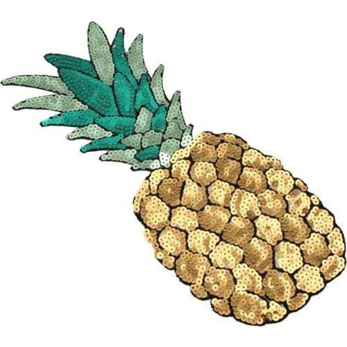 1 Piece Cheap Large Sequins Pineapple Patch Fashion Embroidered Applique Clothing Decoration Sew On Patch clothes applique