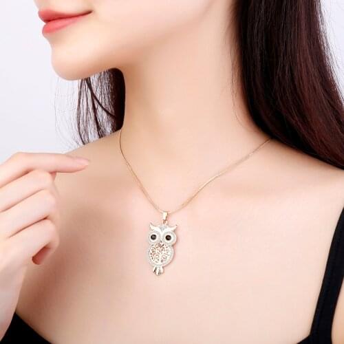 New Crystal Owl Pendants Necklaces For Women Gold Sliver Color Soft Chain Chokers Cute Necklace Jewelry Friendship Gifts 2021