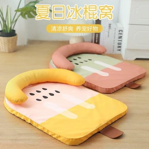 Summer Pet Cool Pad Bite-resistant Cooling Cat Mat Sleeping Pad Breathable Cool Soft Dog Bed Mat Ice Cream Shape Cat Bed Kennel