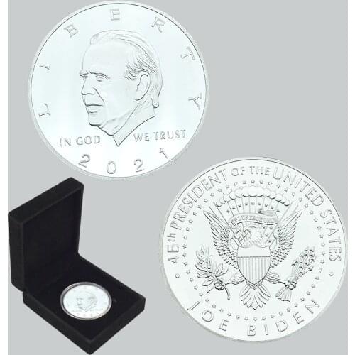2021 Art Craft Joe Biden President Commemorative Souvenir Coin with Wooden Box Challenge Collectible Coins