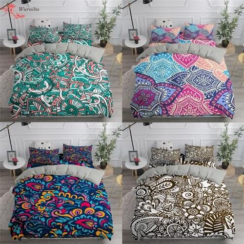 Nordic Bohemian Bedding Set 150×200/240x220 Duvet Quilt Cover Pillowcases 2/3 Pcs Mandala Flower Bed Cover King Queen Bedclothes