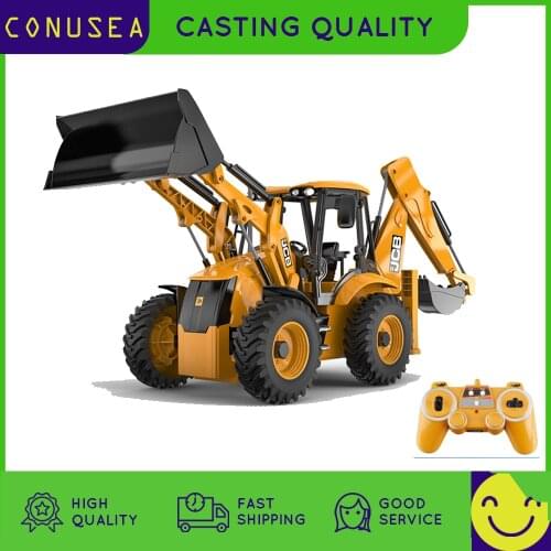 2 IN 1 1:20 Rc Truck Car Toy Loader Two-Way Excavator Forklift Bulldozer Back Caterpillar Engineering Vehicles Toys for Boys Kid