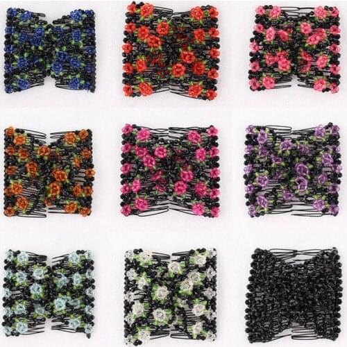 Fashion Professional Hair Comb Ladies Magic Beads Elasticity Double Bead String Clamp Stretchy Acces Valentines Day