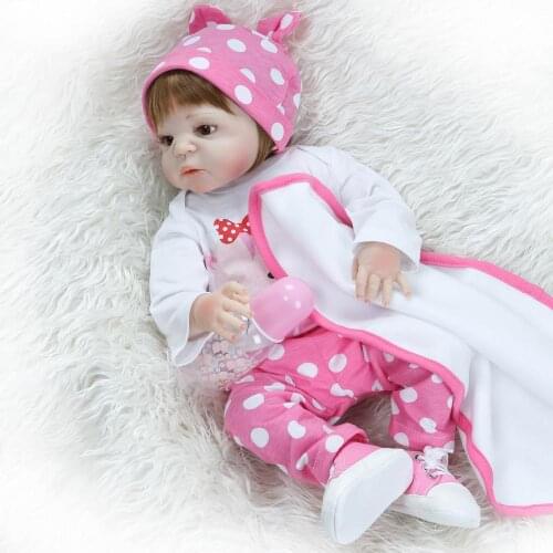 NPK Realistic 57cm Full Silicone Baby Reborn Doll Girl Vinyl Look Real Fake Baby Doll Toy For Kid Playmate Gift Xmas Present