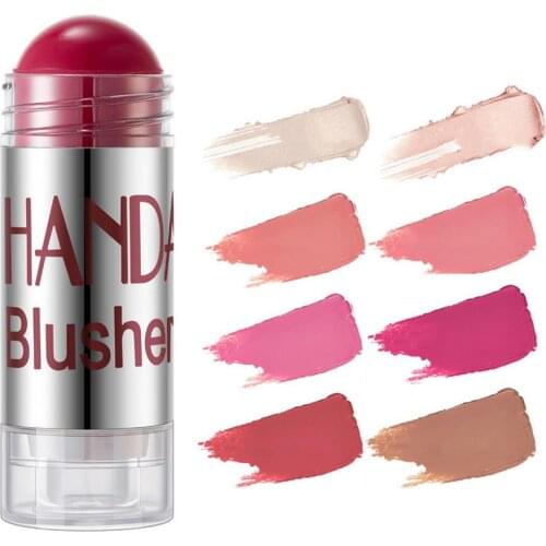 Cheek Blusher Shimmer Blush Stick Face Makeup Highlighter Bronzer Contour Cream Long-lasting Facial Cosmetics Tool