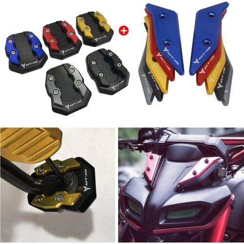 SEMSPEED For YAMAHA MT15 2018 2019 2020 Motorcycle CNC Windshield Screen Deflector Cover Foot Side Stand Kickstand Pad Extension