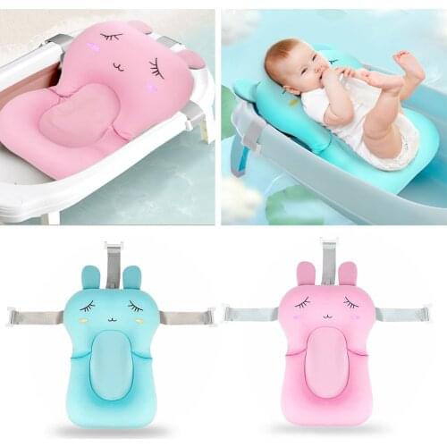 Cartoon Cute Rabbit Portable Soft Baby Shower Bath Tub Pad Newborn Folding Bathtub Mat Adjustable Support Bath Rack Cushion